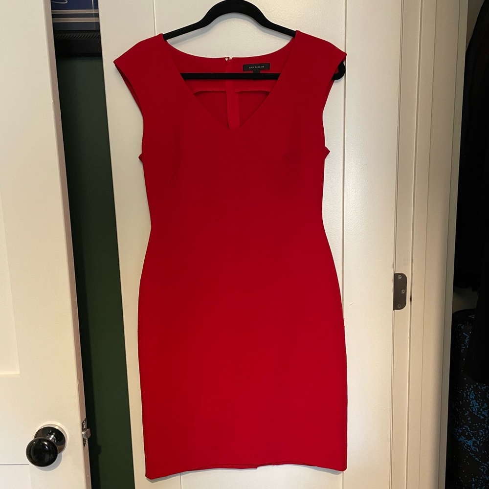 Red Ann Taylor Sheath Dress